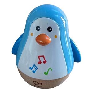 Hape Musical Penguin Roly Poly Toy Wooden Baby Toddler Wobble Toy